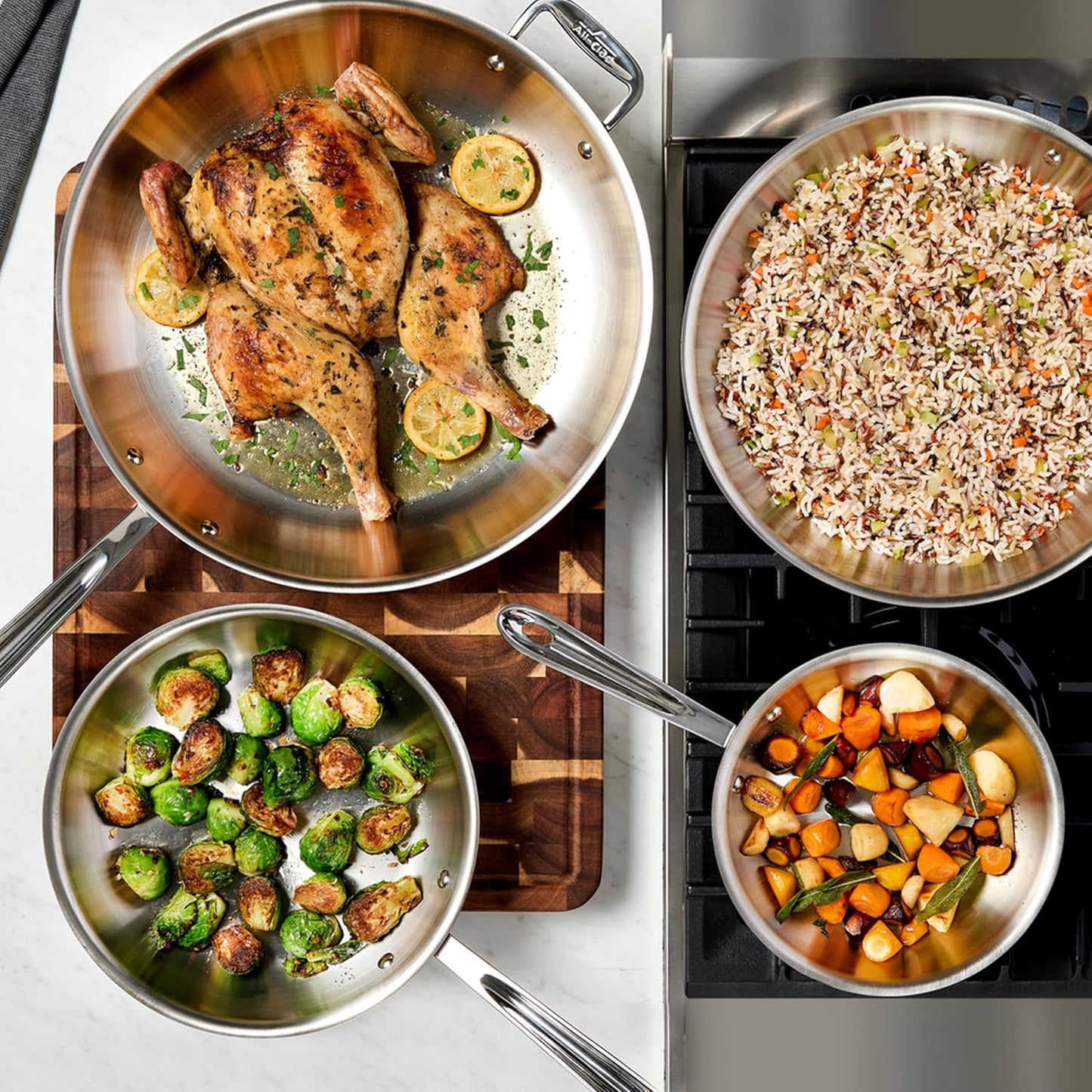 10-Inch 3-Ply Stainless Steel Fry Pan with Lid – Induction Compatible, Oven/Broiler Safe, Even Heat