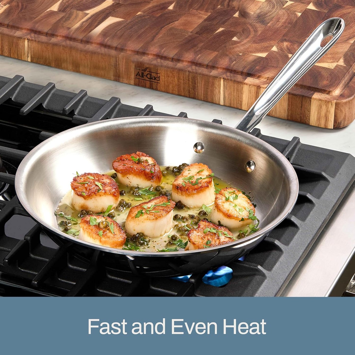 10-Inch 3-Ply Stainless Steel Fry Pan with Lid – Induction Compatible, Oven/Broiler Safe, Even Heat