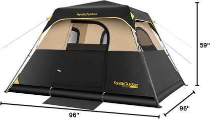 Instant Cabin Camping Tent for 4/6/8/10 People – Quick 60-Second Setup, Waterproof Rainfly, Windproof Design, and Portable Carry Bag for Family Outdoor Adventures