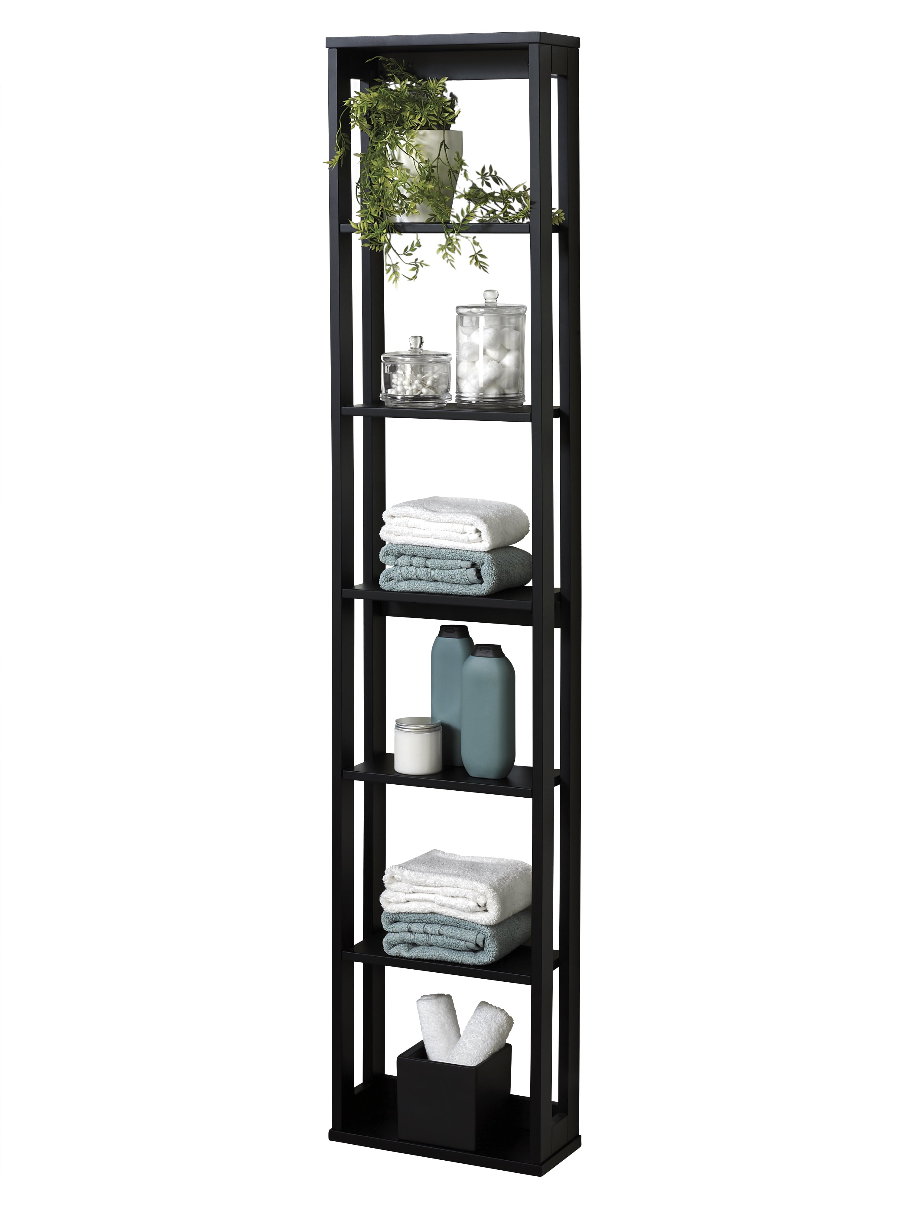 Black Wall Mounted Storage Tower, Zenna Home Small Spaces – hiffy.co