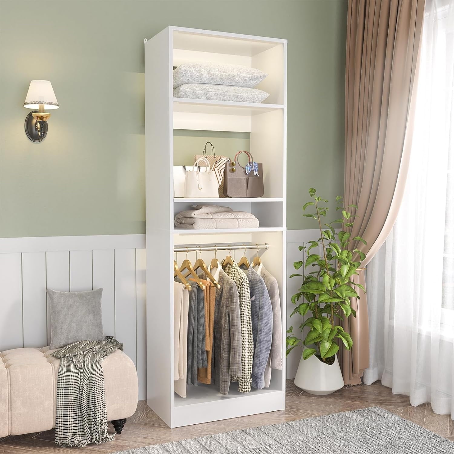 Homieasy 25” Closet System, Freestanding Closet Organizer Wardrobe wit ...