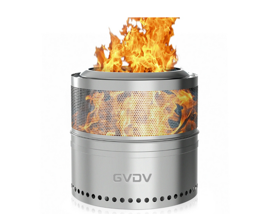 GVDV 20" Fire Pit for Camping Smokeless, Collapsible Stainless Steel Heater with Bag