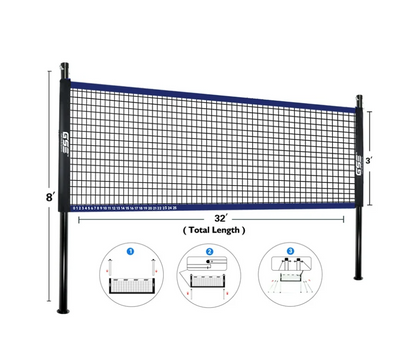GSE Games & Sports Expert Recreational Portable Badminton Volleyball Net Combo Set. Including Net,Volleyball,4 Badminton Rackets, 3 Birds and Carry Bag for Park,Backyard,Lawn