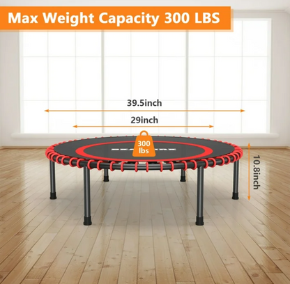 JOZ Mini Trampoline, 40 inch Fitness Trampoline with Bungees, Exercise Rebounder for Adults/Kids, Workout 300 lb Weight