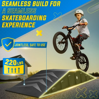 Yes4All Single-Piece Skateboard Ramp, Bike Ramp, Skate Ramp - Design for Beginners, More Durable, Safe, Capacity 220Lbs