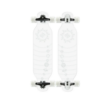 Shark Wheel Galaxy Clear Acrylic Longboard with Deck Lights and 72 mm