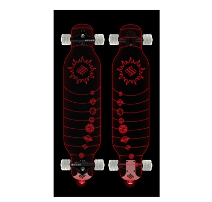 Shark Wheel Galaxy Clear Acrylic Longboard with Deck Lights and 72 mm