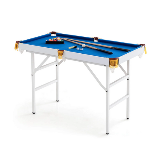 Costway 47" Folding Billiard Table Pool Game Table for Kids w/ Cues & Chalk & Brush