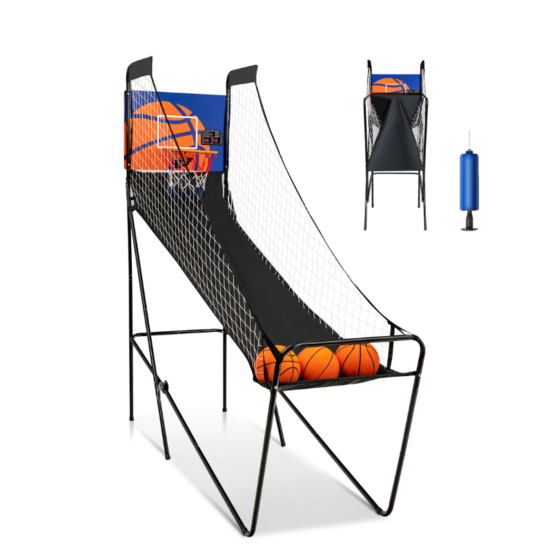 Costway Foldable Single Shot Basketball Arcade Game W/Electronic Scorer 3 Basketballs