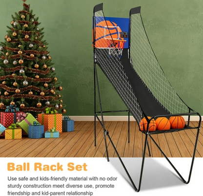 Costway Foldable Single Shot Basketball Arcade Game W/Electronic Scorer 3 Basketballs