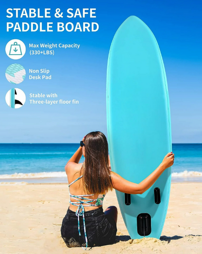 10' Inflatable Stand up Paddle Board 6' Thick SUP Paddle Board with Paddleboard Accessories Triple Action Pump Fishing Green