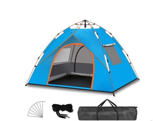 3/4-Person Pop Up Camping Tent with 2 Doors & 2 Windows for Camping/Traveling/Family Gathering/Hiking/Beach