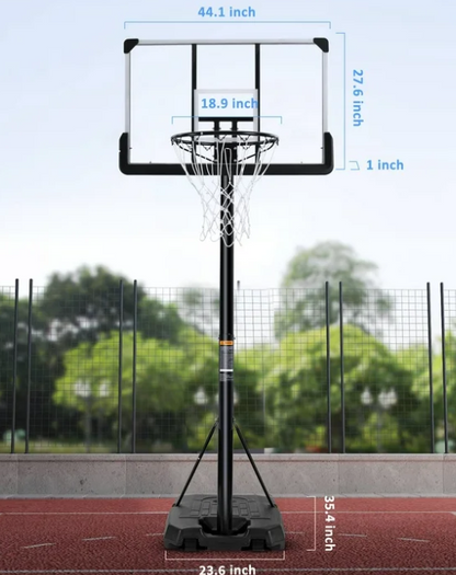 Portable Basketball Hoop Goal Basketball Hoop System Height Adjustable 7 ft. 6 in..10 ft. with 44 inch Indoor Outdoor PVC Backboard Material