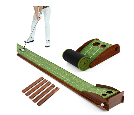Costway Putting Green Practice Golf Putting Mat with Auto Ball Return
