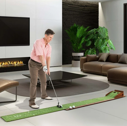 Costway Putting Green Practice Golf Putting Mat with Auto Ball Return