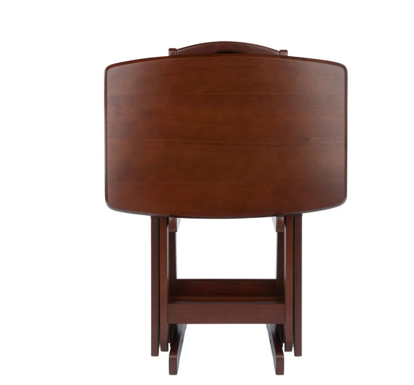 Winsome Dylan 5-Piece Oversized Folding Snack Table Set, Walnut Finish