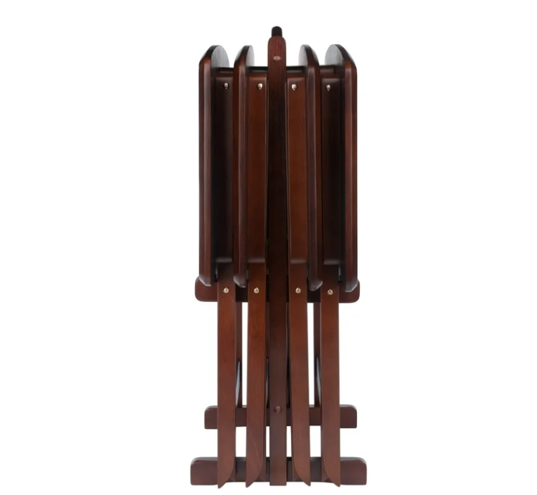 Winsome Dylan 5-Piece Oversized Folding Snack Table Set, Walnut Finish