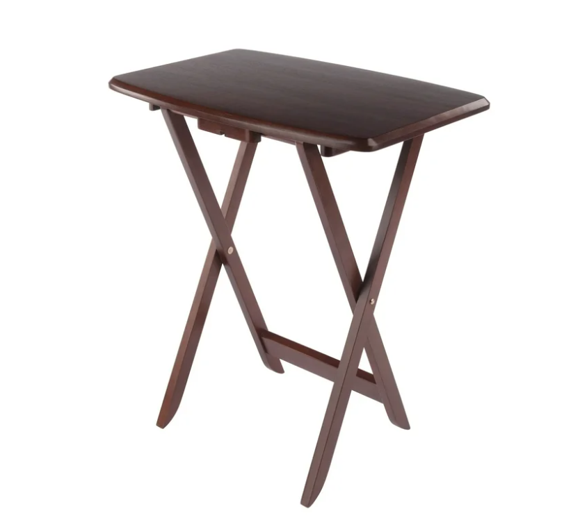 Winsome Dylan 5-Piece Oversized Folding Snack Table Set, Walnut Finish