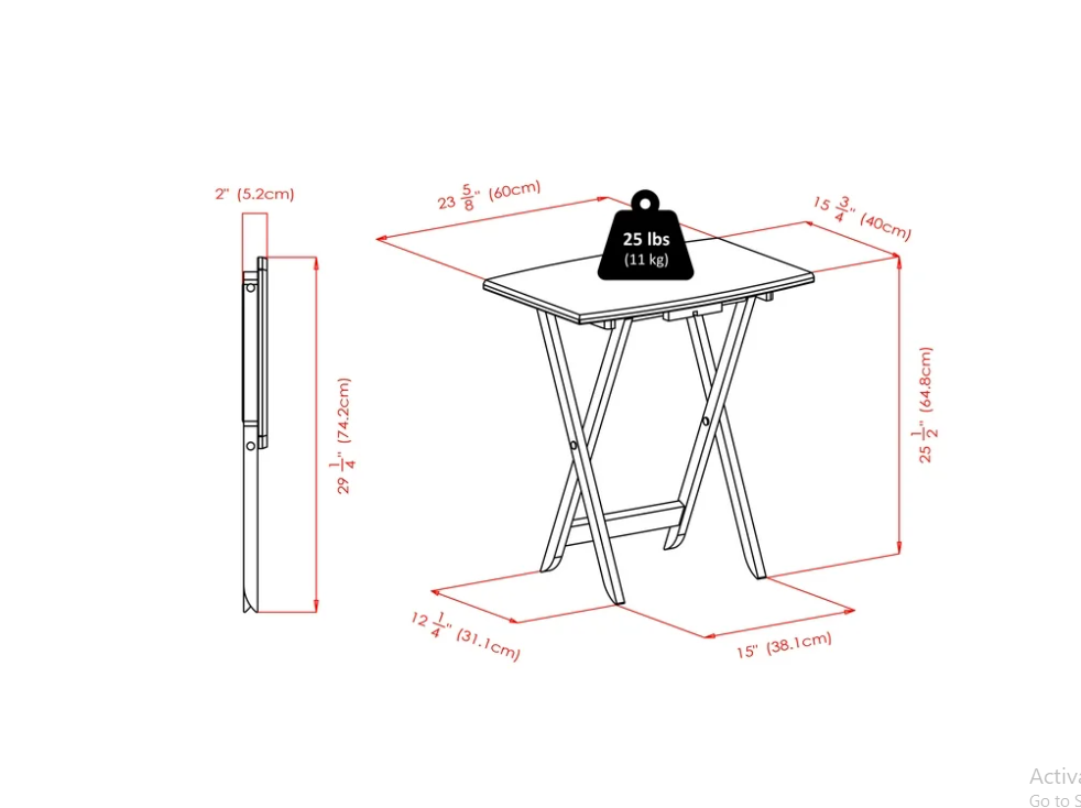Winsome Dylan 5-Piece Oversized Folding Snack Table Set, Walnut Finish