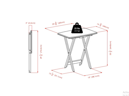 Winsome Dylan 5-Piece Oversized Folding Snack Table Set, Walnut Finish