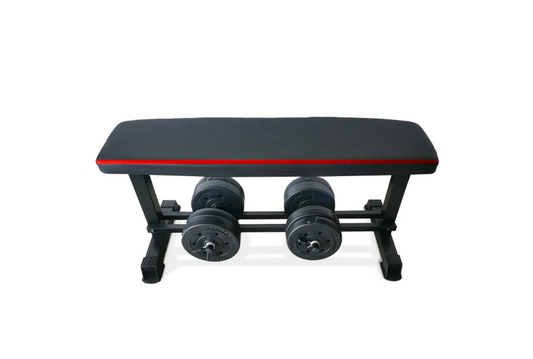 CAP Flat Weight Bench & 50 lb Adjustable Vinyl Dumbbell Set Combo