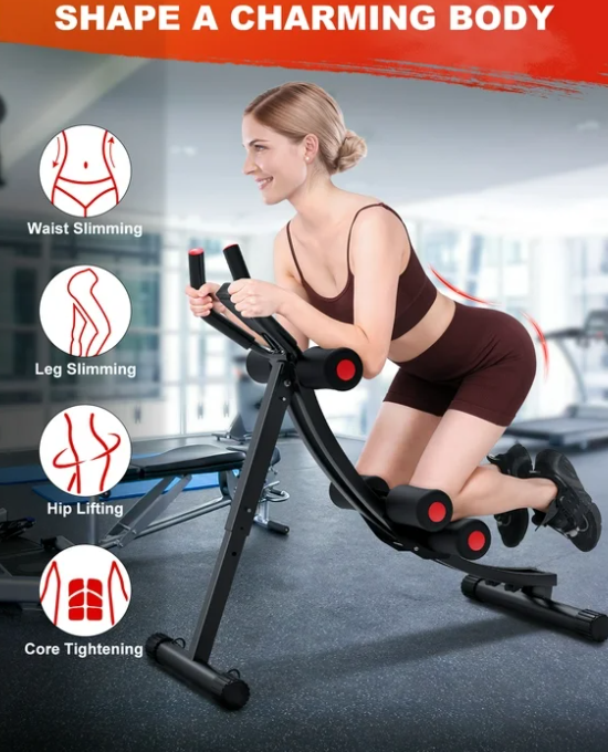 GIKPAL Foldable Ab Machine, Ab Workout Equipment for Home Gym,Core & Abdominal Trainer Fitness Equipment Max 440lbs with LCD Display