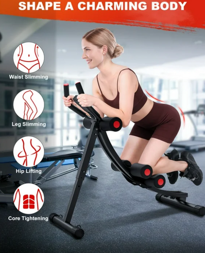 GIKPAL Foldable Ab Machine, Ab Workout Equipment for Home Gym,Core & Abdominal Trainer Fitness Equipment Max 440lbs with LCD Display