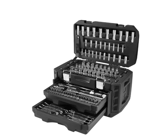 HART 215-Piece Mechanics Tool Set, Multiple Drive, Chrome Finish