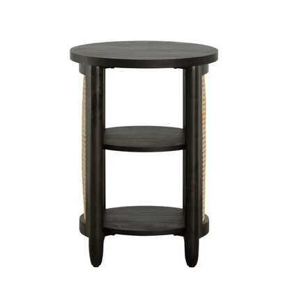 Better Homes & Gardens Springwood Caning Side Table, Charcoal Finish