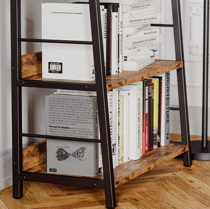 IRONCK Bookshelves and Bookcases 5 Tiers Ladder Shelf Home Office, Rustic Brown