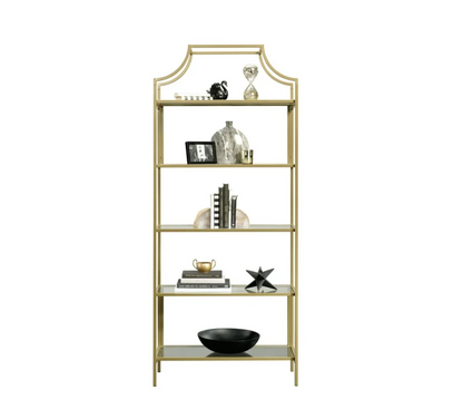 Better Homes & Gardens 71" Nola 5 Shelf Etagere Bookcase, Gold Finish
