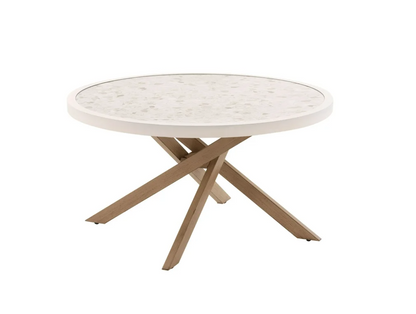 Better Homes & Gardens Paige Weather-Resistant Steel and Tile 37" Round Outdoor Coffee Table, Beige