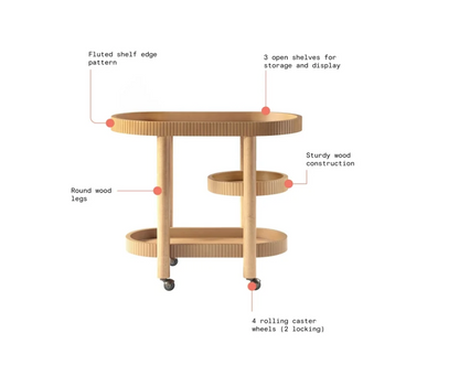 Beautiful Drew Bar Cart by Drew Barrymore, Warm Honey