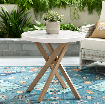 Better Homes & Gardens Paige 27" Round Outdoor Tile Top Bistro Table, White