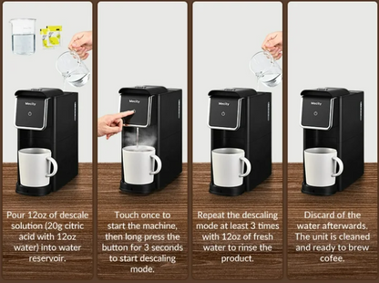 Mecity Stainless Steel Coffee Maker - Single Serve for Ground Coffee & Loose Tea, 6-12 Oz Brew Sizes, Black