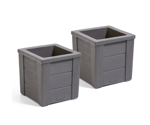 Step2 Lakewood 16" Resin Dark Cedar Indoor Outdoor Planter 2 Pack