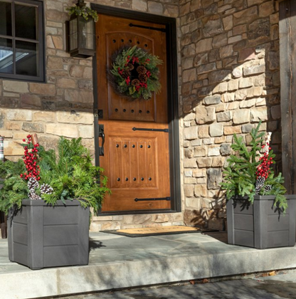 Step2 Lakewood 16" Resin Dark Cedar Indoor Outdoor Planter 2 Pack