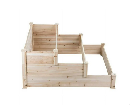 Renwick 3 Tier Wooden Elevated Raised Garden Bed Planter Box Kit Natural Cedar Wood