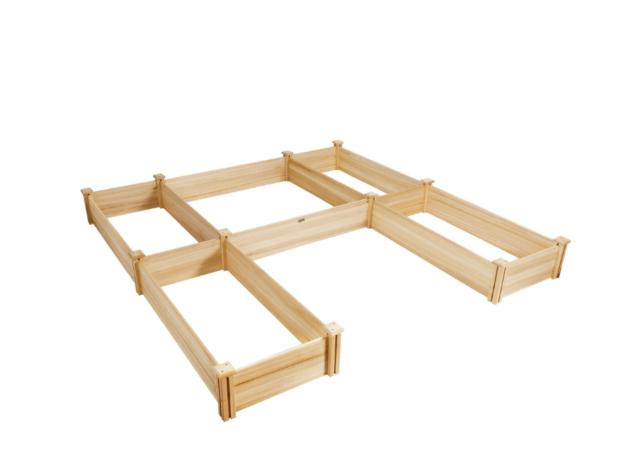 Gymax Raised Garden Bed 92.5x95x11in Wooden Garden Box Planter Container U-Shaped Bed