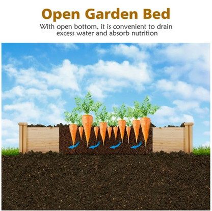 Gymax Raised Garden Bed 92.5x95x11in Wooden Garden Box Planter Container U-Shaped Bed