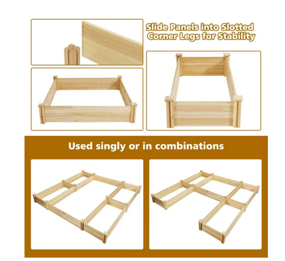 Gymax Raised Garden Bed 92.5x95x11in Wooden Garden Box Planter Container U-Shaped Bed