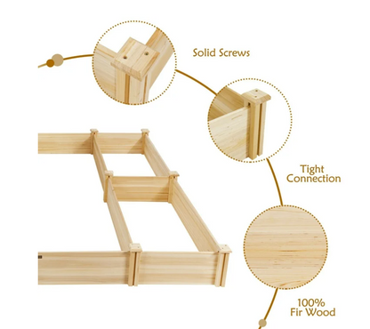 Gymax Raised Garden Bed 92.5x95x11in Wooden Garden Box Planter Container U-Shaped Bed