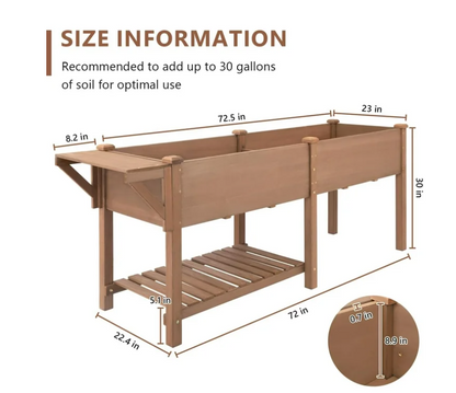 PETSCOSSET Large Raised Garden Bed Outdoor Wooden Planter Box with Legs for Gardening