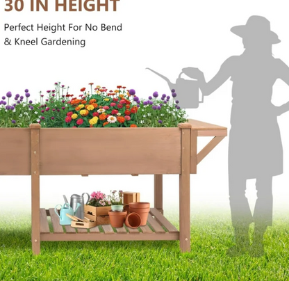 PETSCOSSET Large Raised Garden Bed Outdoor Wooden Planter Box with Legs for Gardening