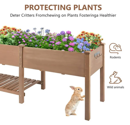 PETSCOSSET Large Raised Garden Bed Outdoor Wooden Planter Box with Legs for Gardening