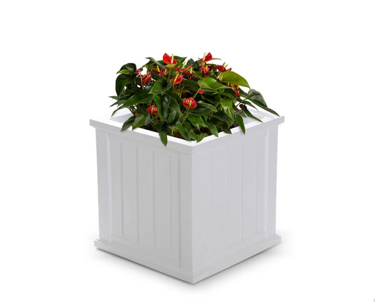 Mayne Cape Cod 20x20" Square Coastal Plastic Planter in White