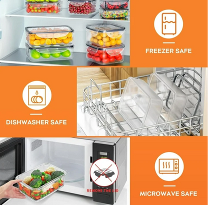 48 PCS Plastic Food Storage Containers with Lids (24 Containers & 24 Lids), Leakproof BPA-Free Containers for Kitchen Organization, Meal Prep, Reusable Lunch Container