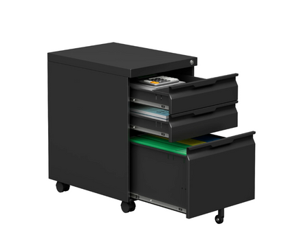 2 Drawer Metal File Cabinet with Lock, Small Filing Cabinets for Home Office,Under Desk Cabinet on Wheels for Folders/Legal/Letter/A4 Files, Assembly Required (Black)