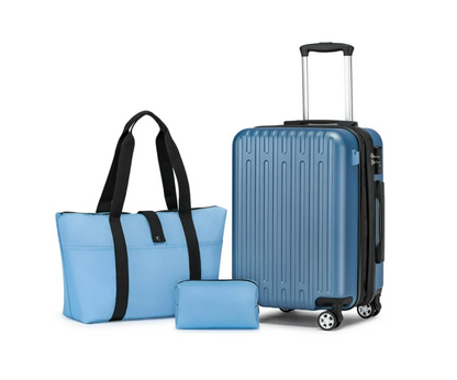 WEPLUS 20" Unisex 3-Piece Hardside Carry-On Luggage Set, Beige
