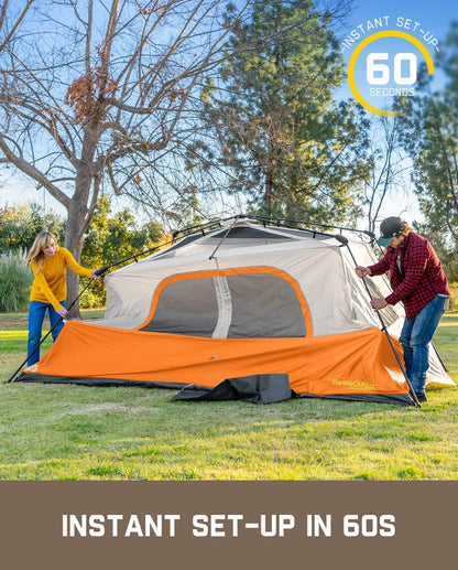 Instant Cabin Camping Tent for 4/6/8/10 People – Quick 60-Second Setup, Waterproof Rainfly, Windproof Design, and Portable Carry Bag for Family Outdoor Adventures